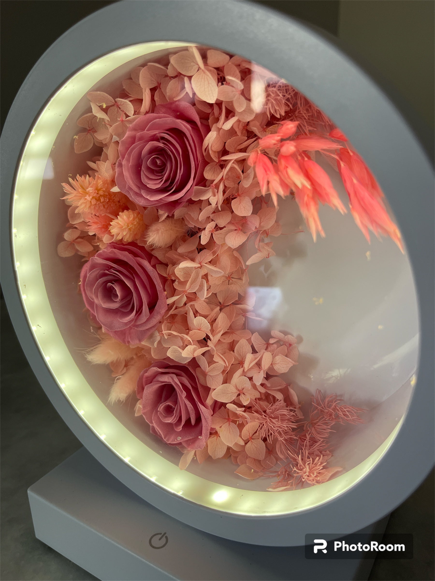 Lamps with preserved flowers