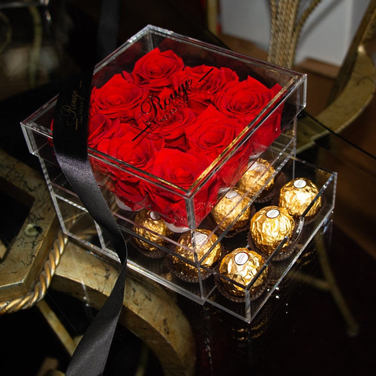 Rina Rose Medium Acrylic with Drawer – Rouge Bouquet